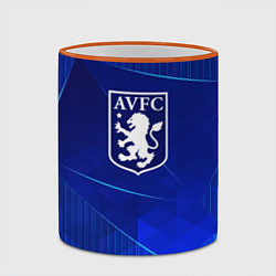 Кружка 3D Aston Villa blue poly, цвет: 3D-оранжевый кант — фото 2