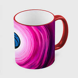 Кружка 3D Даллас Маверикс в розовом водовороте, цвет: 3D-красный кант