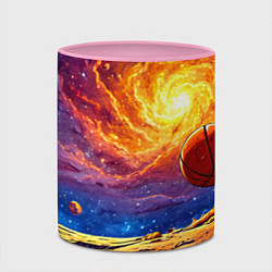 Кружка 3D Баскетбольный мяч и космос, цвет: 3D-белый + розовый — фото 2