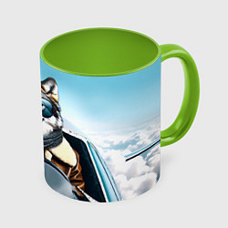 Кружка 3D Волк авиатор, цвет: 3D-белый + светло-зеленый