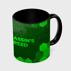 Кружка 3D Assassins Creed - green gradient по-горизонтали, цвет: 3D-белый + черный