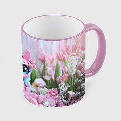 Кружка 3D Милая маленькая единорожка, цвет: 3D-розовый кант