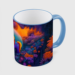 Кружка 3D Сказочный единорог, цвет: 3D-небесно-голубой кант