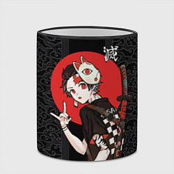 Кружка 3D Танджиро Камадо убийца демонов, цвет: 3D-черный кант — фото 2