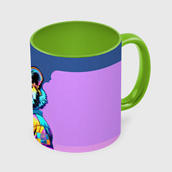 Кружка 3D Cool tiger cub - pop art, цвет: 3D-белый + светло-зеленый