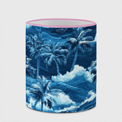 Кружка 3D Пальмы и волны - голубые оттенки паттерн, цвет: 3D-розовый кант — фото 2
