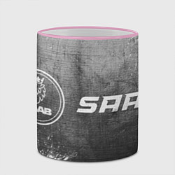 Кружка 3D Saab - grey gradient по-горизонтали, цвет: 3D-розовый кант — фото 2