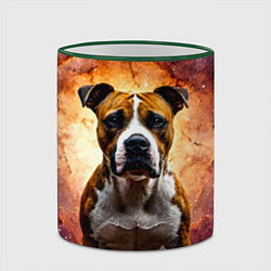 Кружка 3D Американский стаффордширский терьер в космосе, цвет: 3D-зеленый кант — фото 2