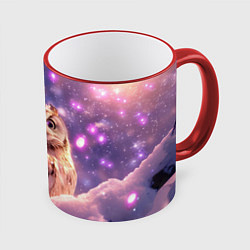 Кружка 3D Большая мудрая сова, цвет: 3D-красный кант