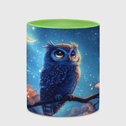 Кружка 3D Сова на фоне ночного неба, цвет: 3D-белый + светло-зеленый — фото 2