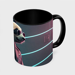 Кружка 3D Cyberpunk panda, цвет: 3D-белый + черный