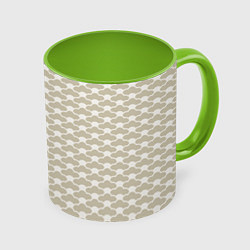 Кружка 3D Геометричный узор в японском стиле, цвет: 3D-белый + светло-зеленый