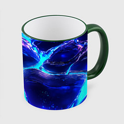 Кружка 3D Объемные плиты в неоновом свечение, цвет: 3D-зеленый кант