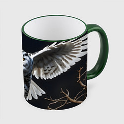 Кружка цветная Белая сова на темном фоне