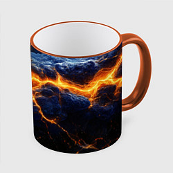 Кружка 3D Молнии в разбитом небе, цвет: 3D-оранжевый кант