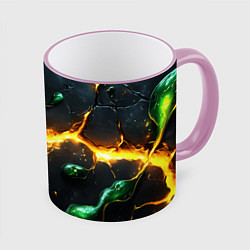 Кружка 3D Разлом текстуры с зеленой слизью, цвет: 3D-розовый кант