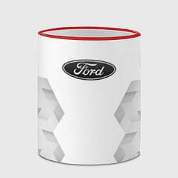 Кружка 3D Ford white poly, цвет: 3D-красный кант — фото 2