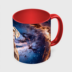 Кружка 3D Веймаранер в космосе, цвет: 3D-белый + красный