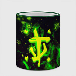 Кружка 3D Doom кислотный снег в огне лого, цвет: 3D-зеленый кант — фото 2
