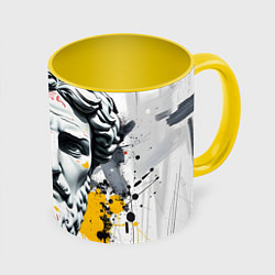 Кружка 3D Античный портрет и краска, цвет: 3D-белый + желтый