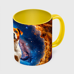 Кружка 3D Джек Рассел терьер в космосе, цвет: 3D-белый + желтый