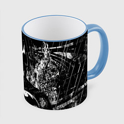 Кружка 3D Бэтмен черно-белый стиль, цвет: 3D-небесно-голубой кант