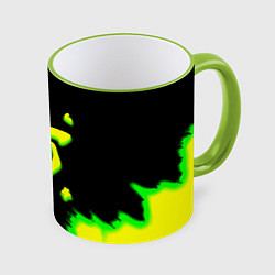 Кружка 3D Doom огненное лого краски, цвет: 3D-светло-зеленый кант