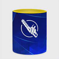 Кружка 3D Chainsaw Man blue poly, цвет: 3D-белый + желтый — фото 2