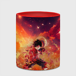 Кружка 3D Fire Luffy - One Piece, цвет: 3D-белый + красный — фото 2