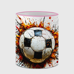 Кружка 3D Футбольный мяч на белом, цвет: 3D-розовый кант — фото 2