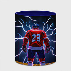 Кружка 3D Хоккеист и молния, цвет: 3D-белый + синий — фото 2