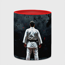 Кружка 3D Айкидоист на черном, цвет: 3D-белый + красный — фото 2