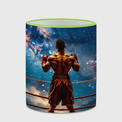 Кружка 3D Тайский боксер в космосе, цвет: 3D-светло-зеленый кант — фото 2