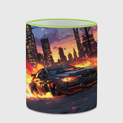 Кружка 3D BMW огненная дорога, цвет: 3D-светло-зеленый кант — фото 2
