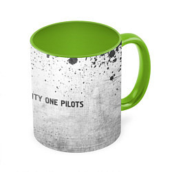 Кружка 3D Twenty One Pilots - white gradient по-горизонтали, цвет: 3D-белый + светло-зеленый