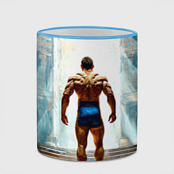 Кружка 3D Греко-римский борец, цвет: 3D-небесно-голубой кант — фото 2