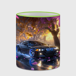 Кружка 3D БМВ и фиолетовые цветы, цвет: 3D-светло-зеленый кант — фото 2