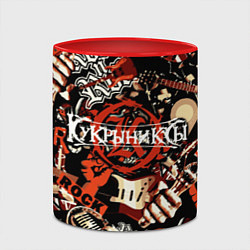 Кружка 3D Кукрыниксы на фоне электрогитар, цвет: 3D-белый + красный — фото 2