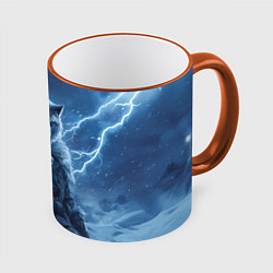 Кружка 3D Волк повелитель молний, цвет: 3D-оранжевый кант