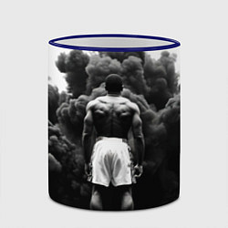 Кружка 3D Мухаммед Али в черном дыму, цвет: 3D-синий кант — фото 2