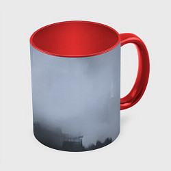 Кружка 3D Абстракция с серым и черным, цвет: 3D-белый + красный