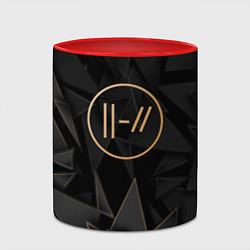 Кружка 3D Twenty One Pilots golden poly, цвет: 3D-белый + красный — фото 2