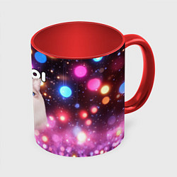 Кружка 3D Inzoi кошечка и логотип, цвет: 3D-белый + красный