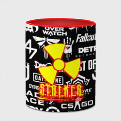 Кружка 3D Сталкер все логотипы игр, цвет: 3D-белый + красный — фото 2