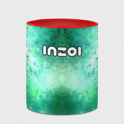 Кружка 3D Inzoi белый логотип на зеленом фоне, цвет: 3D-белый + красный — фото 2