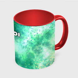 Кружка цветная Inzoi белый логотип на зеленом фоне