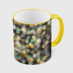 Кружка 3D Мерцающие ночные огни боке эффект, цвет: 3D-желтый кант