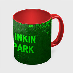 Кружка 3D Linkin Park 2024 - green gradient по-горизонтали, цвет: 3D-белый + красный