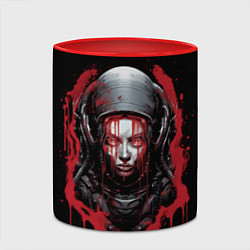 Кружка 3D Инопланетная девушка в красной краске, цвет: 3D-белый + красный — фото 2