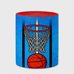 Кружка 3D Кольцо с баскетбольным мячом на синем, цвет: 3D-белый + красный — фото 2